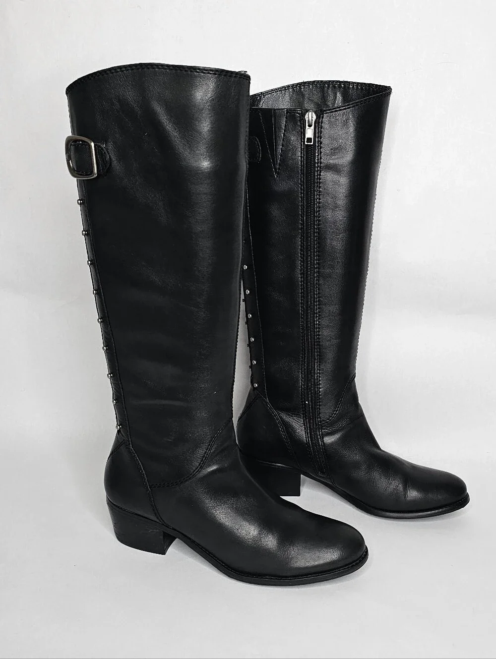 Arturo Chiang Studded leather Black Heel Boots 8
